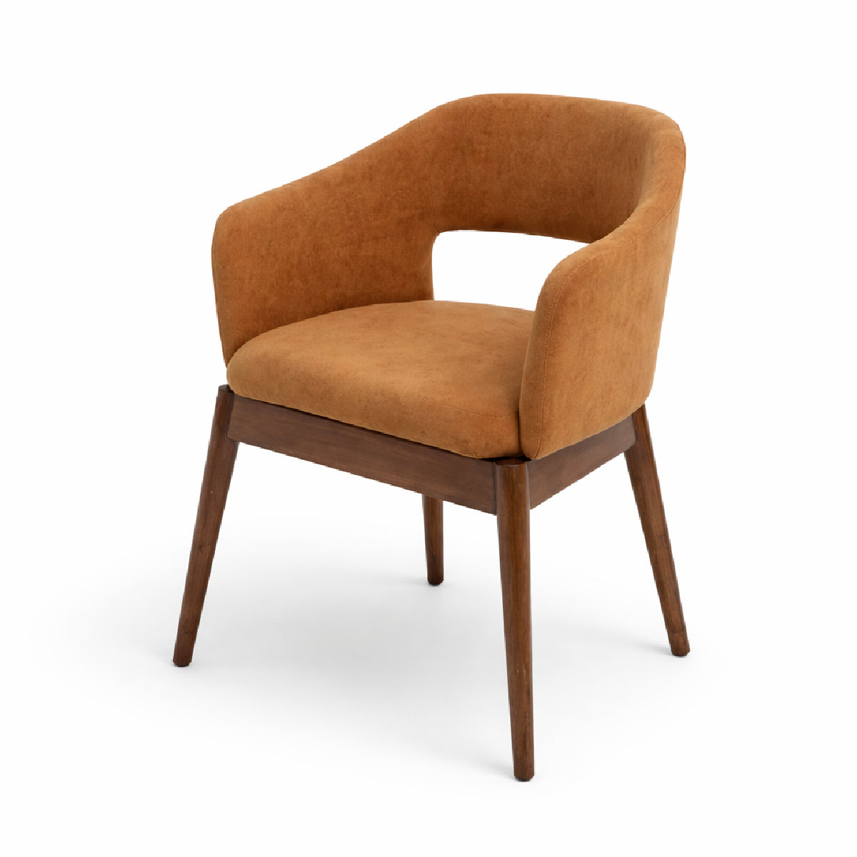 Nysa Upholstered Dining Chair – Modern Wooden Dining Armchair with Cushioned Seat - Habitt