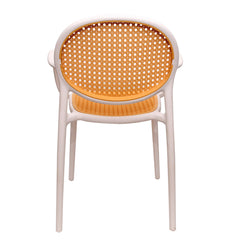 Cane Charm Armchair – Plastic Frame with Woven Cane‑Style Seat & Back (Black, White, Green) - Habitt