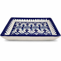 Handcrafted Blue Pottery Serving Dish – Medium Square (10 × 8.5 Inches) - Habitt