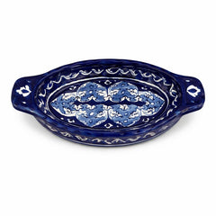 Handcrafted Blue Pottery Oval Dish – 9 × 4.5 Inches - Habitt