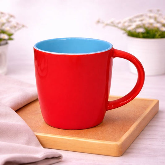 380ML Contrast Interior Ceramic Mug – Red, Yellow & Blue, Yellow & Black, White Variants - Habitt
