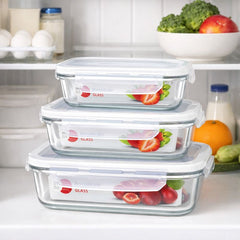 Airtight Borosilicate Glass Food Storage Dish Set – 400 ml, 630 ml & 1000 ml - Habitt