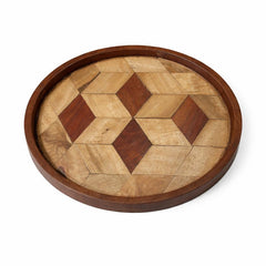 Round Wood Polish Tray – 11 Inch | Handcrafted Wooden Serving & Display Tray - Habitt