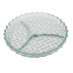 Clear Pressed-Glass 3-Section Dry Fruit Tray – 1 Piece, 224 mm Diameter - Habitt