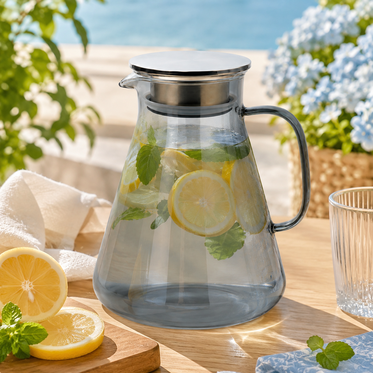 Steel Lid Glass Jug 1900ML