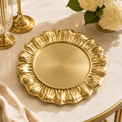 Golden Round Dish 13" – Luxury Decorative Serving Platter for Dining & Home Décor - Habitt