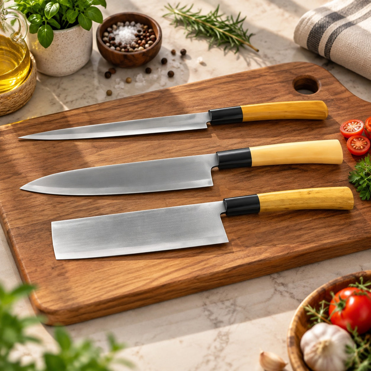 3 Pcs Steel Knife Set | Stainless Steel Kitchen Knife Collection