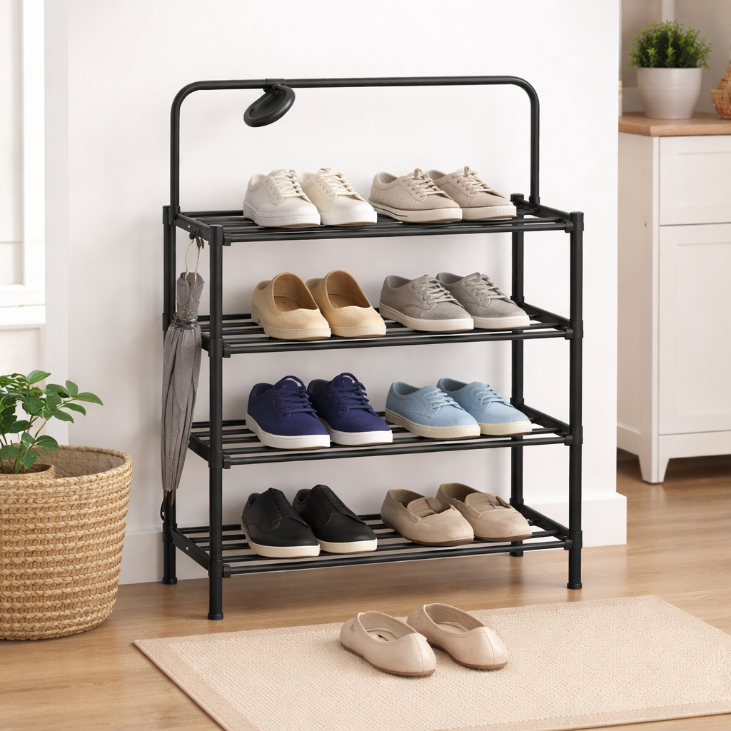 Foldable Shoe Rack with Wall Hanging – 4 Tier / 5 Tier Space Saving Shoe Organizer - Habitt