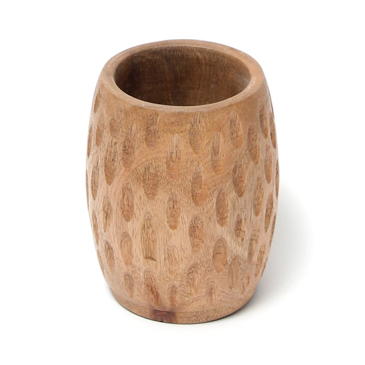 Handcrafted Wooden Linear Vase – Minimalist Rustic Boho Decorative Wood Vase - Habitt