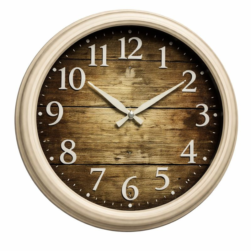 Heritage Scottish Rustic Wall Clock 20" – Vintage Wood Effect Dial with Classic Numerals (Plastic Frame) - Habitt