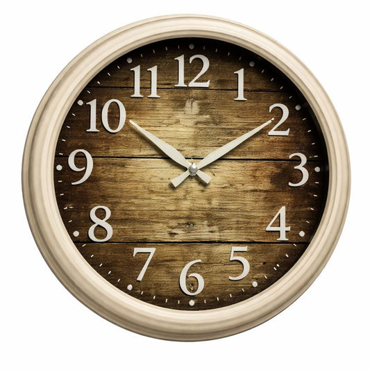 Heritage Scottish Rustic Wall Clock 20" – Vintage Wood Effect Dial with Classic Numerals (Plastic Frame) - Habitt