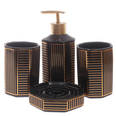 4Pcs Bath Set Black & Gold 9 X 8 Inch Gs-18 - Habitt