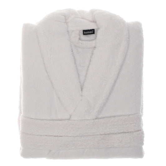 Classic White Bathrobe – 450 GSM, Small Size - Habitt