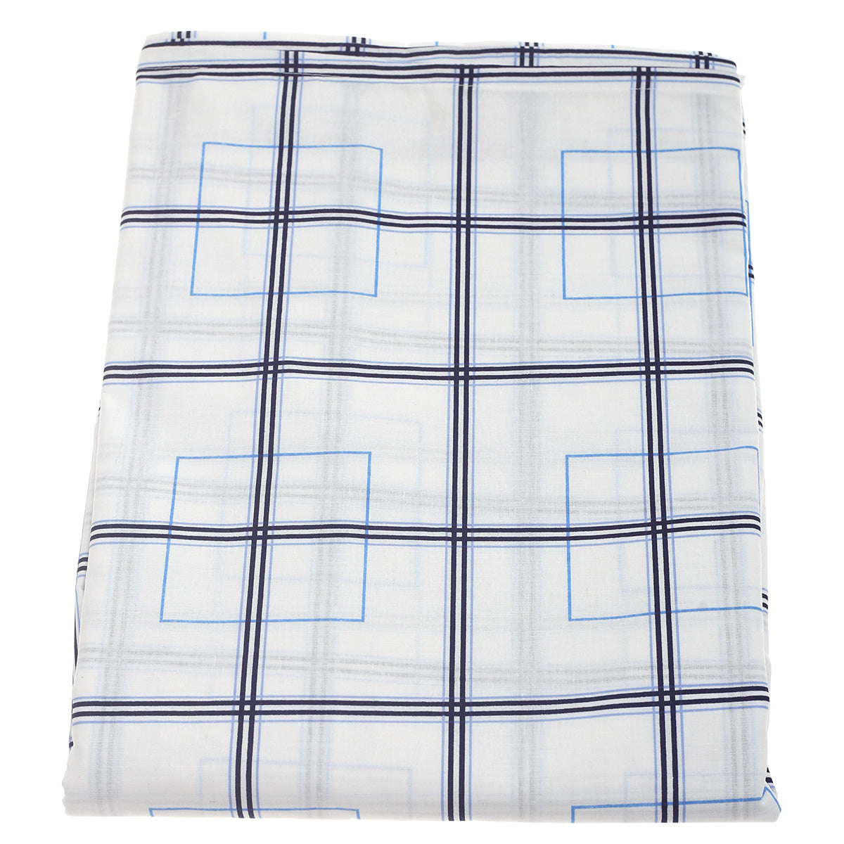 Blue  Box Geometric Double Bed Sheet 90x100" - Habitt