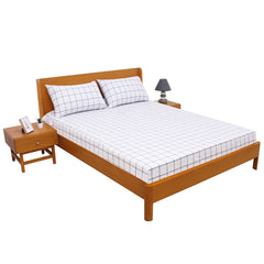 Blue  Box Geometric Double Bed Sheet 90x100" - Habitt