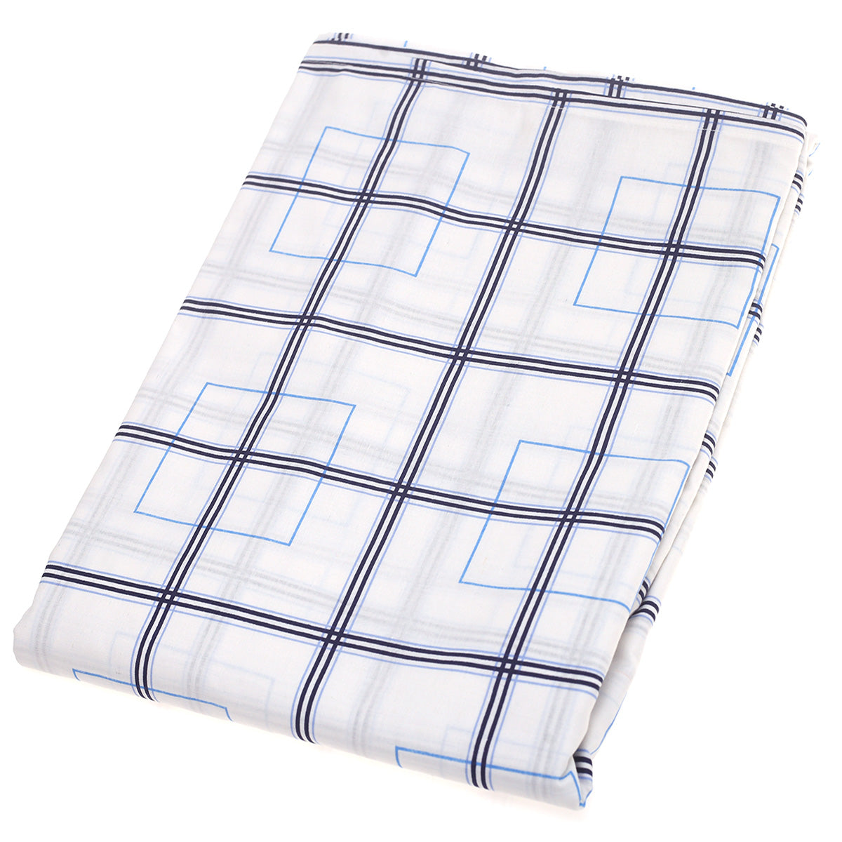 Blue  Box Geometric Double Bed Sheet 90x100" - Habitt