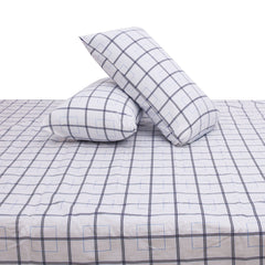 Blue  Box Geometric Double Bed Sheet 90x100" - Habitt