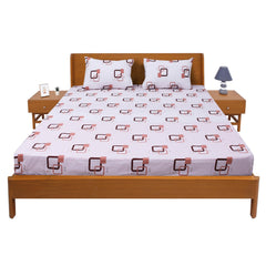 Brown & Black Geometric Double Bed Sheet 90x100" - Habitt