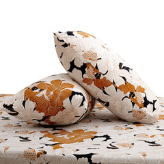 Brown Floral Double Bed Sheet – 90x100 Inches with 2 Pillow Covers - Habitt
