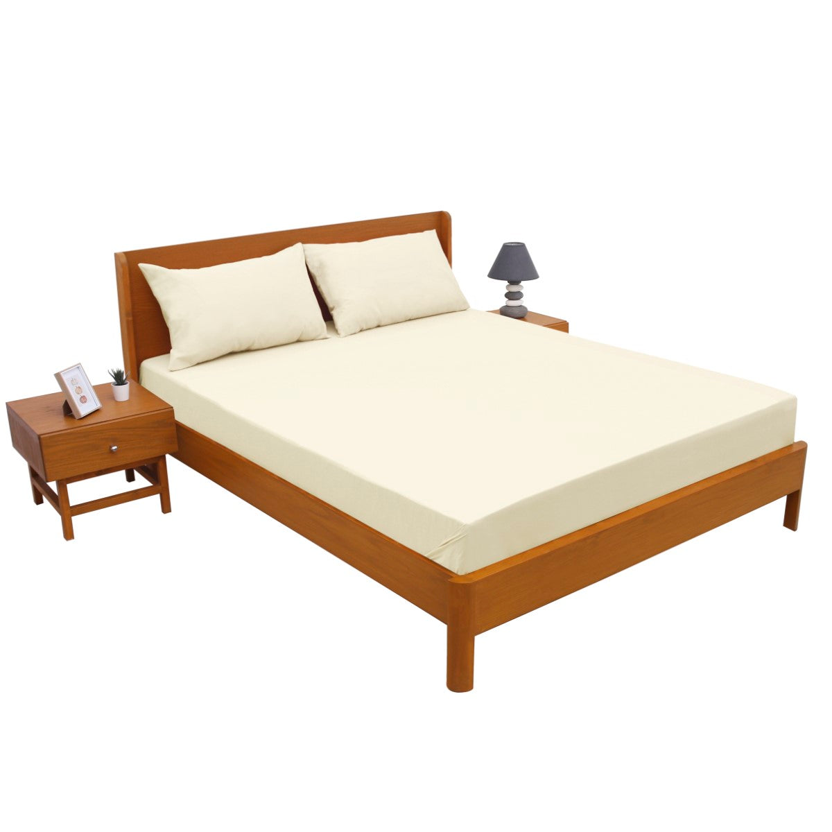Beige Dyed Double Bed Sheet 96x102" – Dyed Percale - Habitt