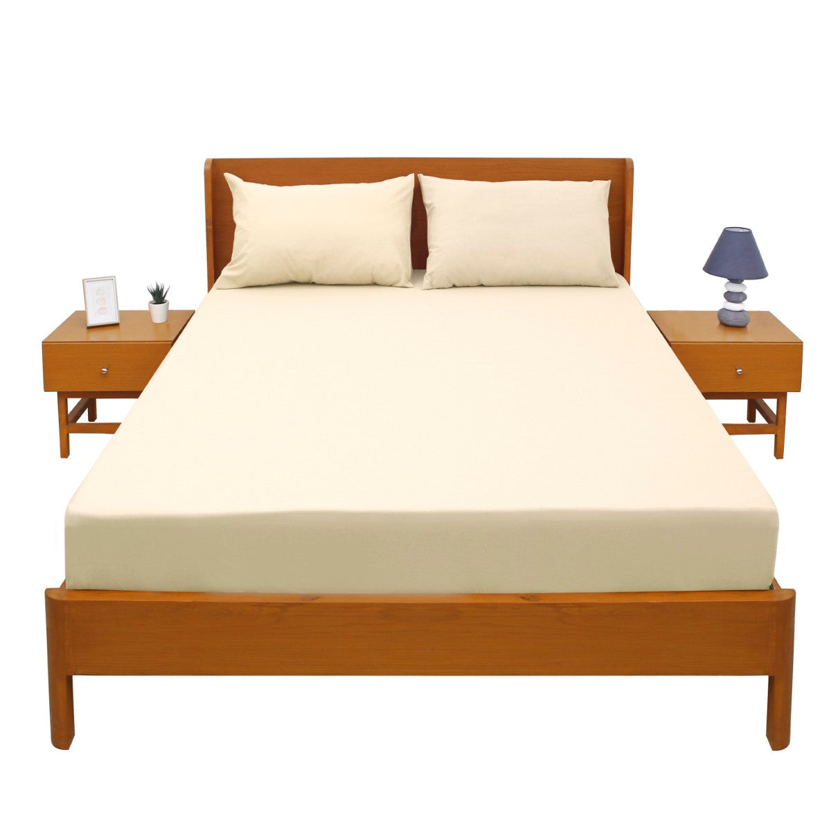 Beige Dyed Double Bed Sheet 96x102" – Dyed Percale - Habitt