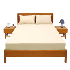 Beige Dyed Double Bed Sheet 96x102" – Dyed Percale - Habitt