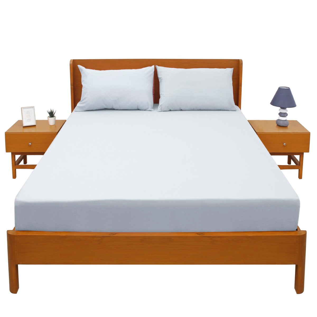 Sky Blue Dyed Double Bed Sheet 96x102" – Dyed Percale - Habitt