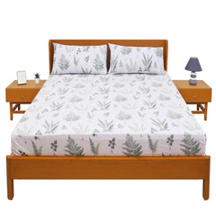 Green Textures Double Bed Sheet with Pillow Covers – 96x102 Inches - Habitt