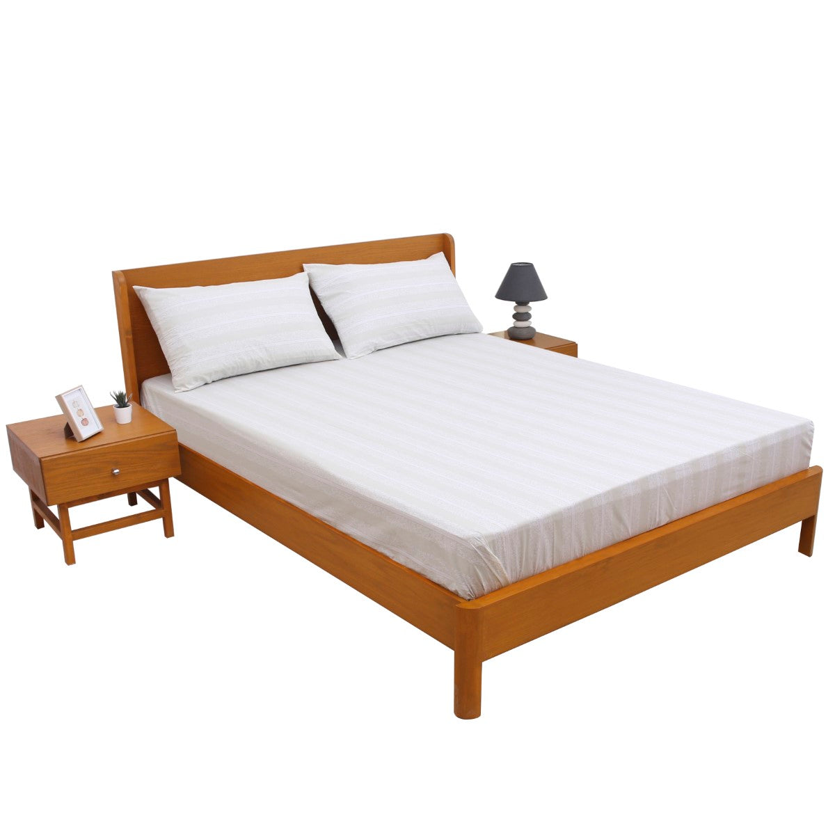 Linear Florals Double Bed Sheet with Pillow Covers – 96x102 Inches - Habitt