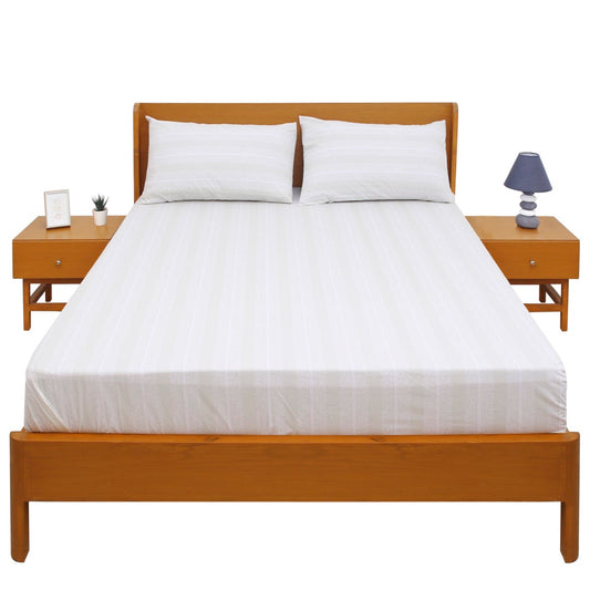 Linear Florals Double Bed Sheet with Pillow Covers – 96x102 Inches - Habitt