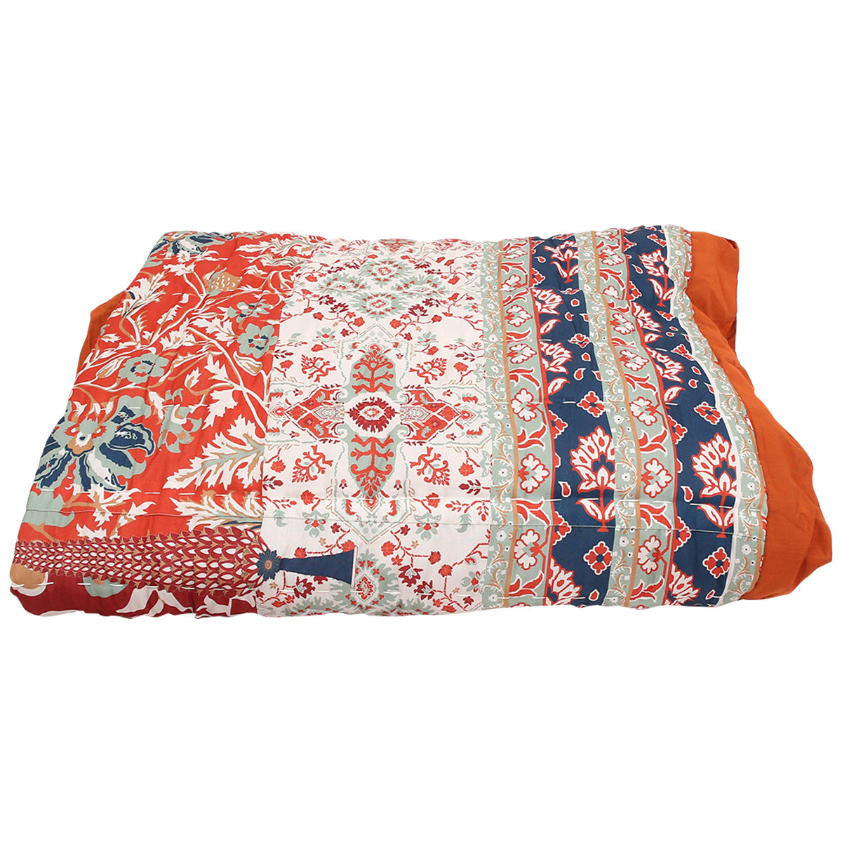Multi Patchwork Bedspread – 94x102 Inch Cotton Quilt for Double & King Beds (Mehr Collection) - Habitt