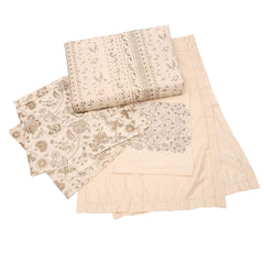 Neutral Bliss Bedding Set of 6 – Premium Cotton Blend Bed Sheet & Pillow Covers (Mehr Collection) - Habitt