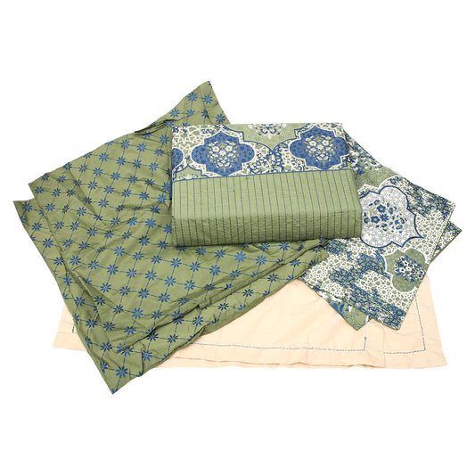 Sage Textures Bedding Set of 6 – Elegant Cotton Blend Bed Sheet & Pillow Covers (Mehr Collection) - Habitt
