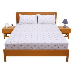 Ginkgo Leaf Double Bed Sheet 90x100 – Soft Cotton with 2 Pillow Covers - Habitt
