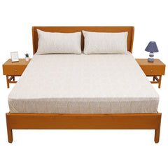 Powder Double Bed Sheet – 96x102 Inches | Soft Printed Cotton Bedsheet - Habitt