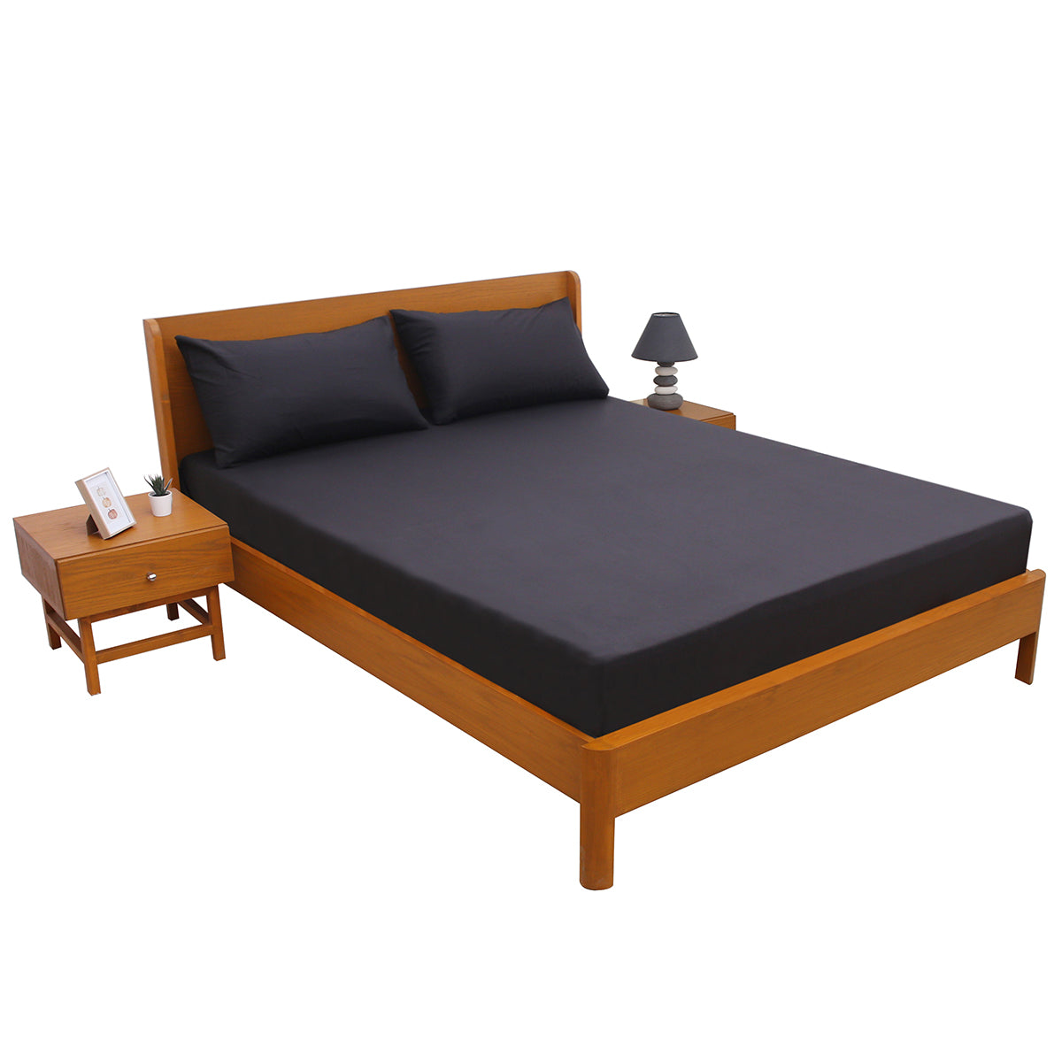 Premium Double Bed Sheet 96x102" – Black Dyed Cotton | Soft & Durable Bedding - Habitt