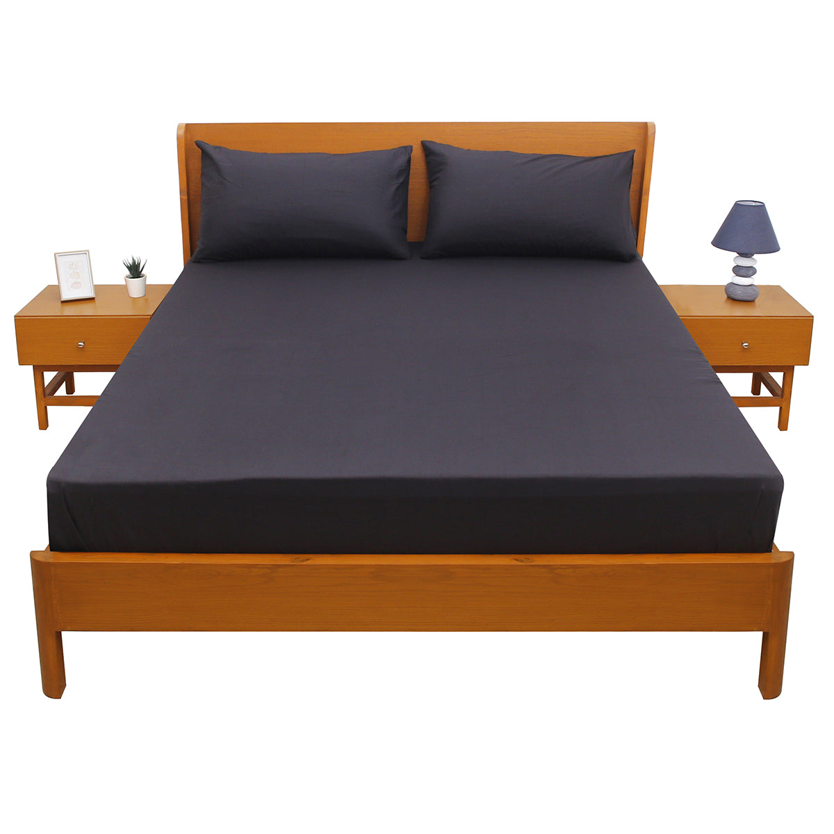 Premium Double Bed Sheet 96x102" – Black Dyed Cotton | Soft & Durable Bedding - Habitt