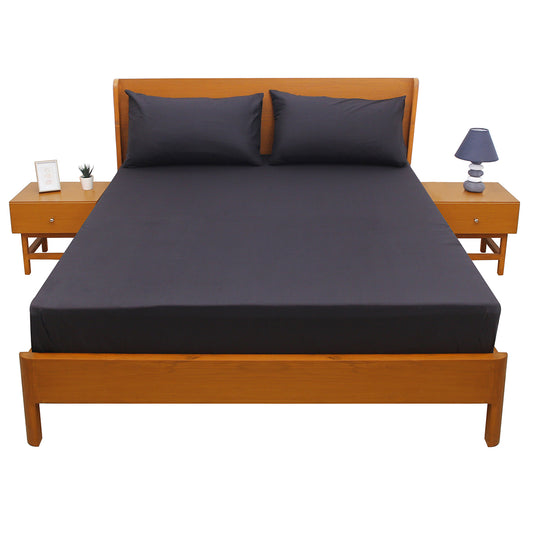 Premium Double Bed Sheet 96x102" – Black Dyed Cotton | Soft & Durable Bedding - Habitt