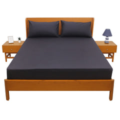 Premium Double Bed Sheet 96x102" – Black Dyed Cotton | Soft & Durable Bedding - Habitt