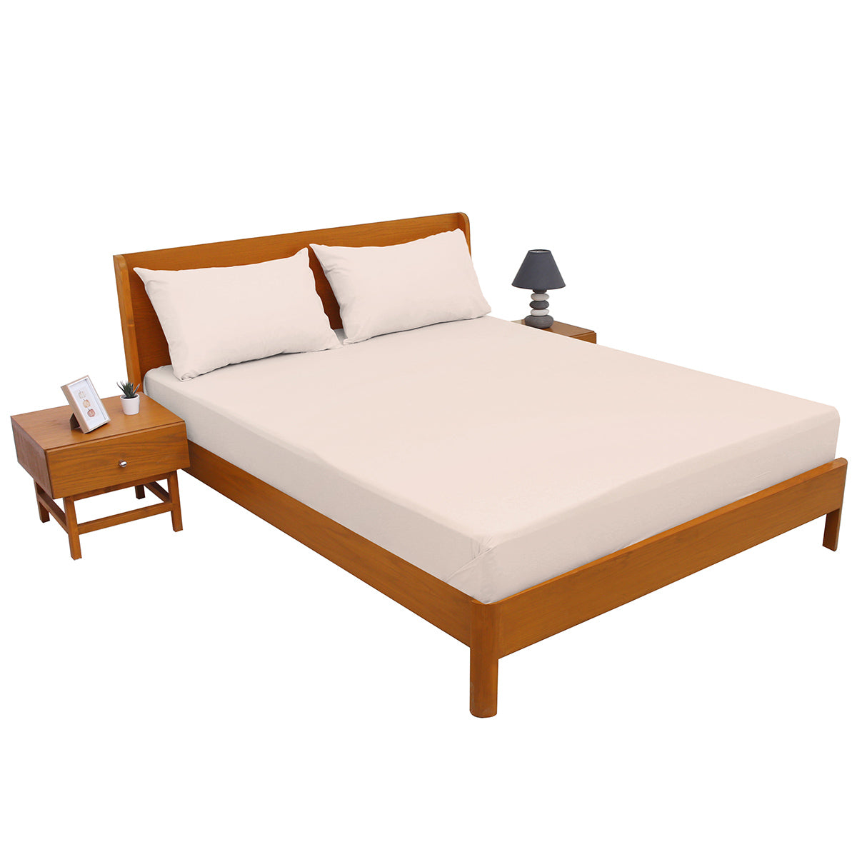 Premium Double Bed Sheet 96x102" – Cream Dyed Cotton | Elegant & Soft Bedding Set - Habitt