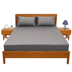 Premium Double Bed Sheet  – Solid Grey Dyed Cotton Bedsheet - Habitt