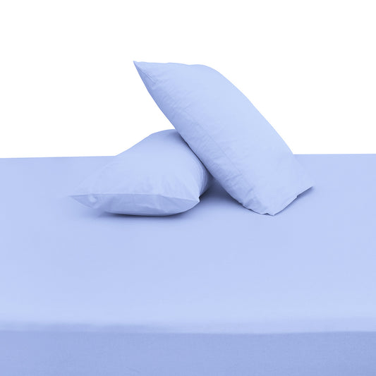 Premium Double Bed Sheet 96x102" – Light Blue Dyed Cotton | Soft, Cool & Elegant Bedding Set - Habitt