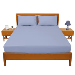 Premium Double Bed Sheet 96x102" – Sky Blue Dyed Cotton | Soft, Breathable & Elegant Bedding Set - Habitt