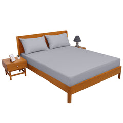 Premium Double Bed Sheet 96x102" – Silver Grey Dyed Cotton | Soft, Elegant & Durable Bedding Set - Habitt