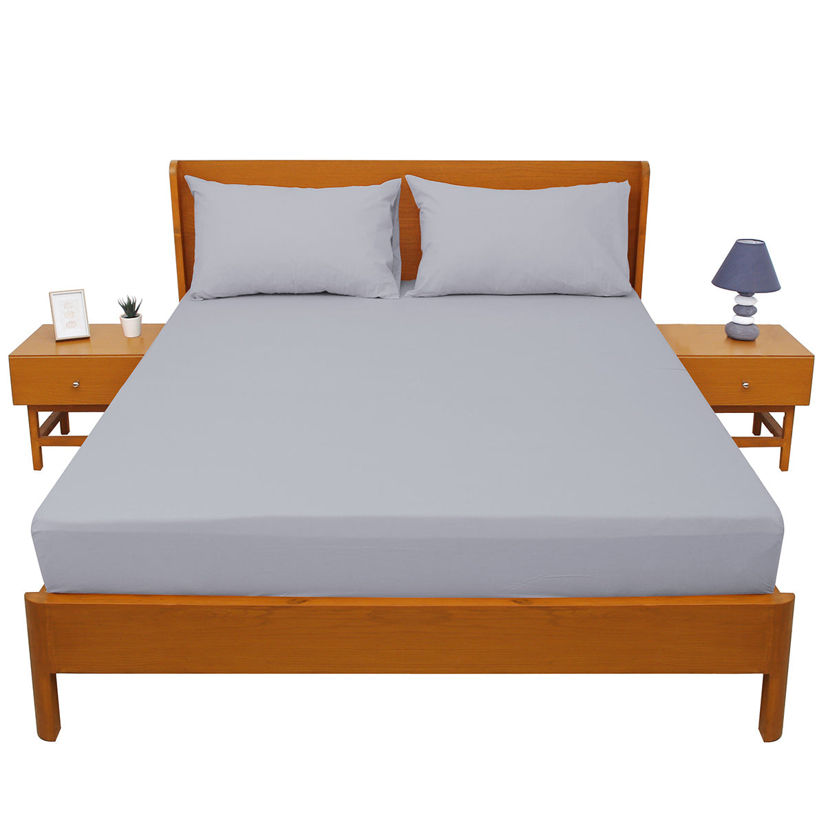 Premium Double Bed Sheet 96x102" – Silver Grey Dyed Cotton | Soft, Elegant & Durable Bedding Set - Habitt