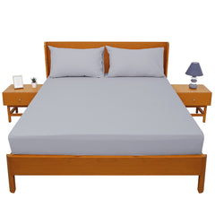 Premium Double Bed Sheet 96x102" – Silver Grey Dyed Cotton | Soft, Elegant & Durable Bedding Set - Habitt