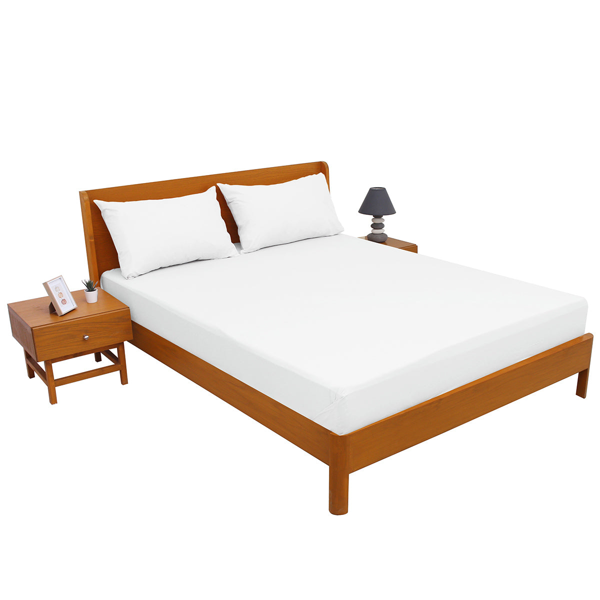 Premium Double Bed Sheet 96x102" – White Dyed Cotton | Soft, Elegant & Classic Bedding Set - Habitt