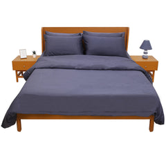 Bluish Grey Solid Dyed Double Bedding Set – 6 Pieces - Habitt