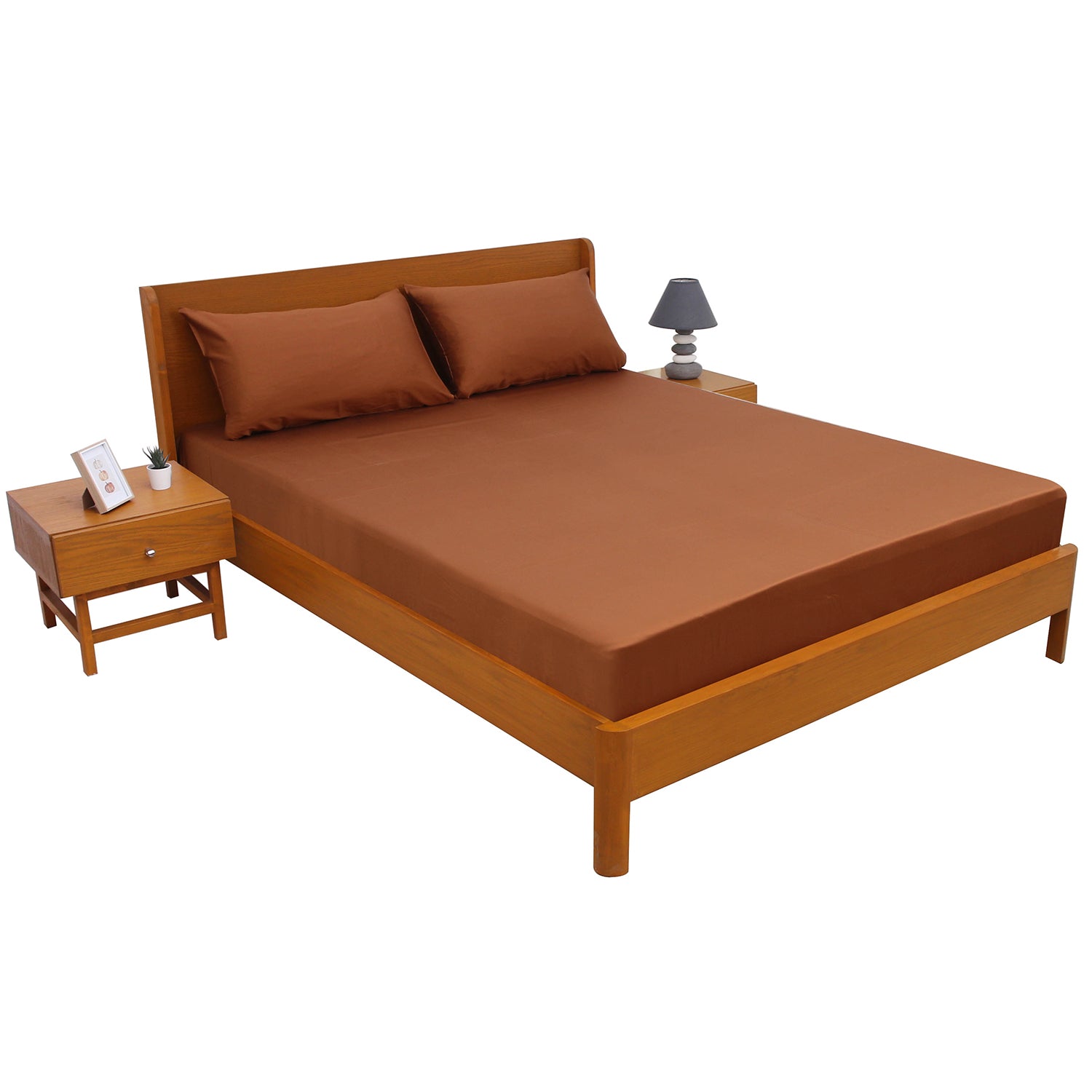 Copper Solid Dyed Double Bed Sheet – 96x102" - Habitt