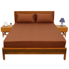 Copper Solid Dyed Double Bed Sheet – 96x102" - Habitt